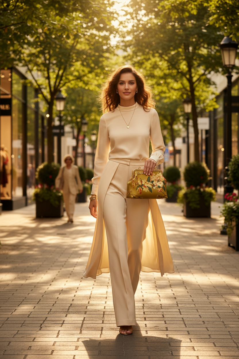 Asil Elle Golden Apple Blossom Clutch Street Walk Model
