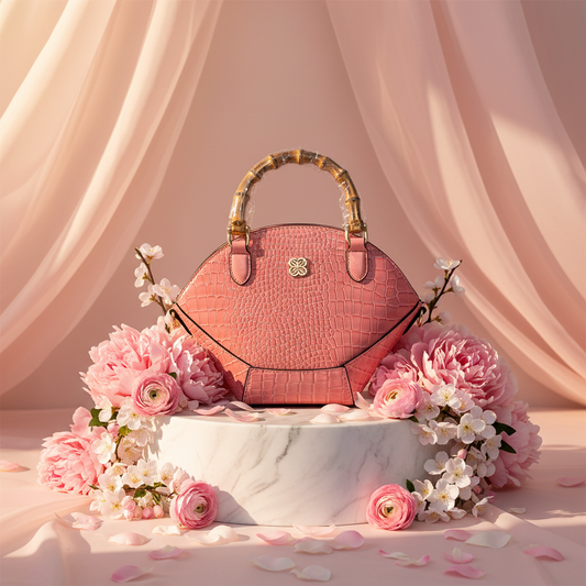 Blush Pink Croc Patent Bag Bright Background