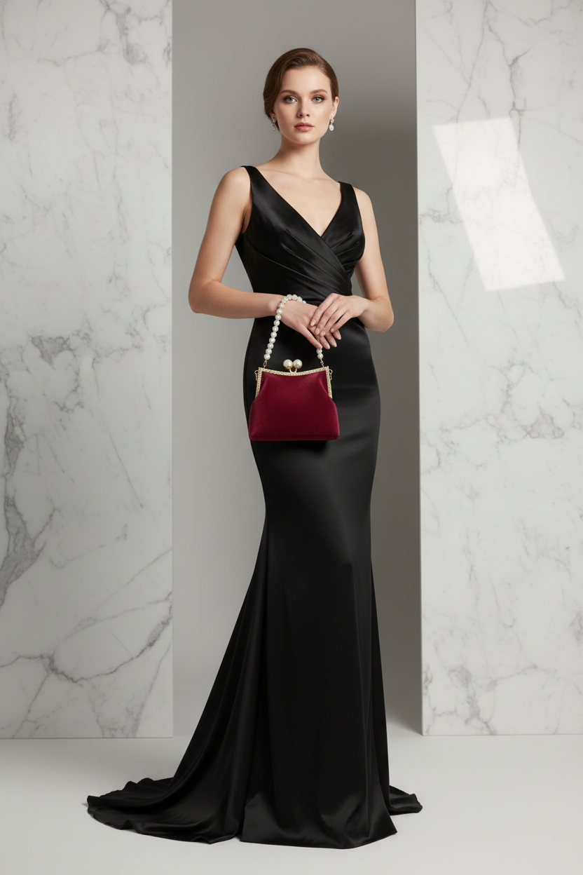 Burgundy Clutch Model with Correct Bag