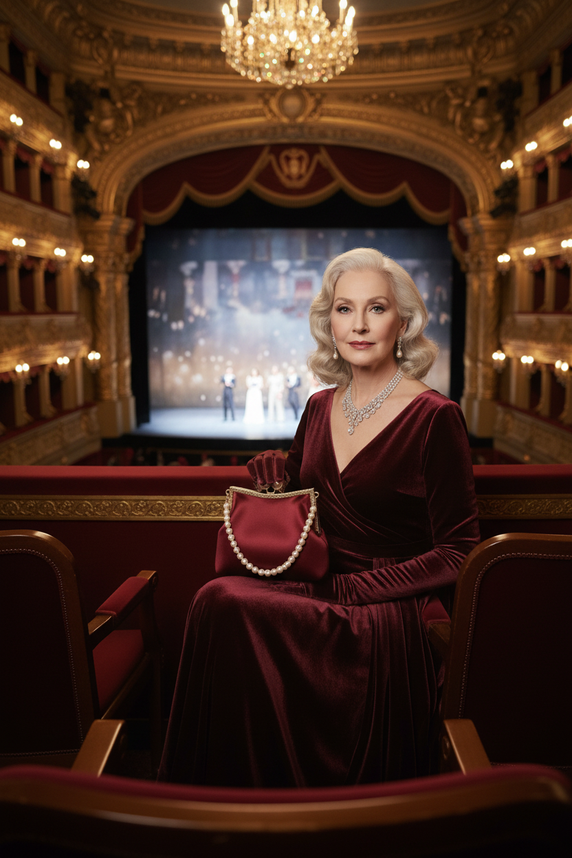 Burgundy Pearl Strand Clutch Opera House Elegant Lady