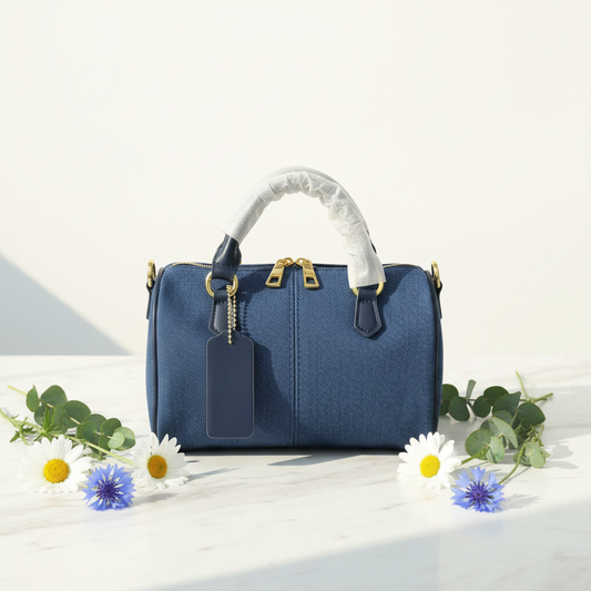 Denim Mini Boston Bag Bright Background