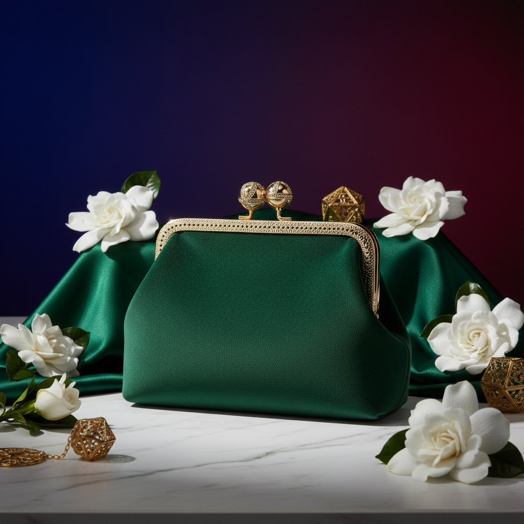 Forest Green Velvet Clutch Elegant