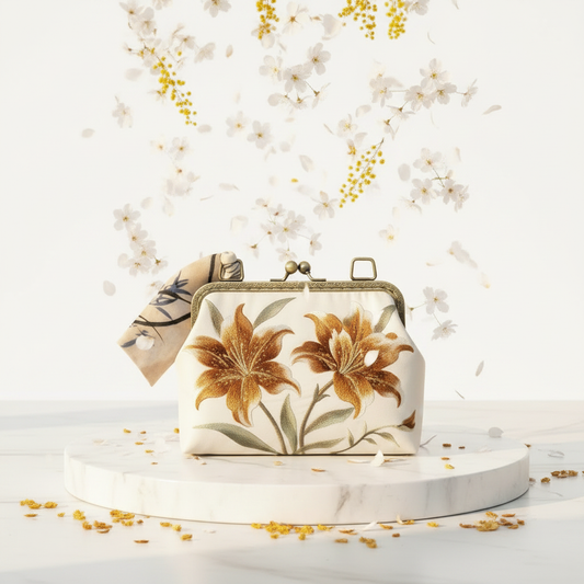 Ivory Amber Lily Clutch Vogue Background