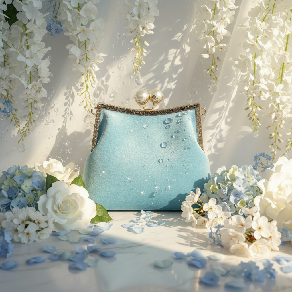 Sky Blue Velvet Clutch Dreamy Background