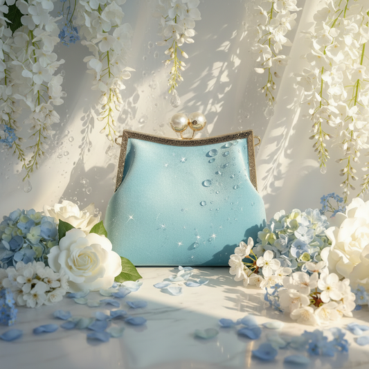 Sky Blue Velvet Clutch Dreamy Background