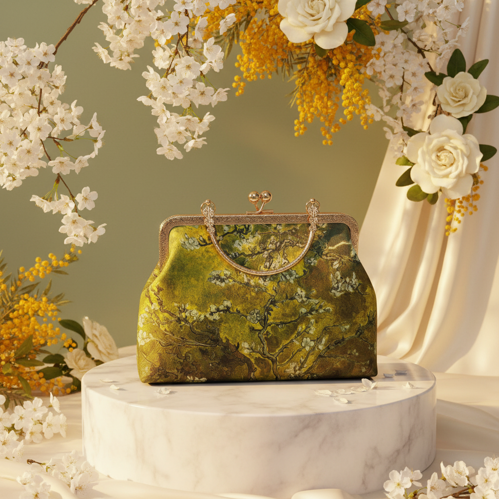 Van Gogh Almond Blossom Clutch Bright Background